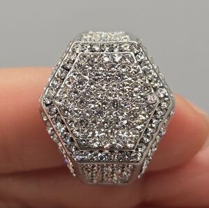 ✨2/$10✨ Hexagon Silver Crystal Ring Size 9 Bling